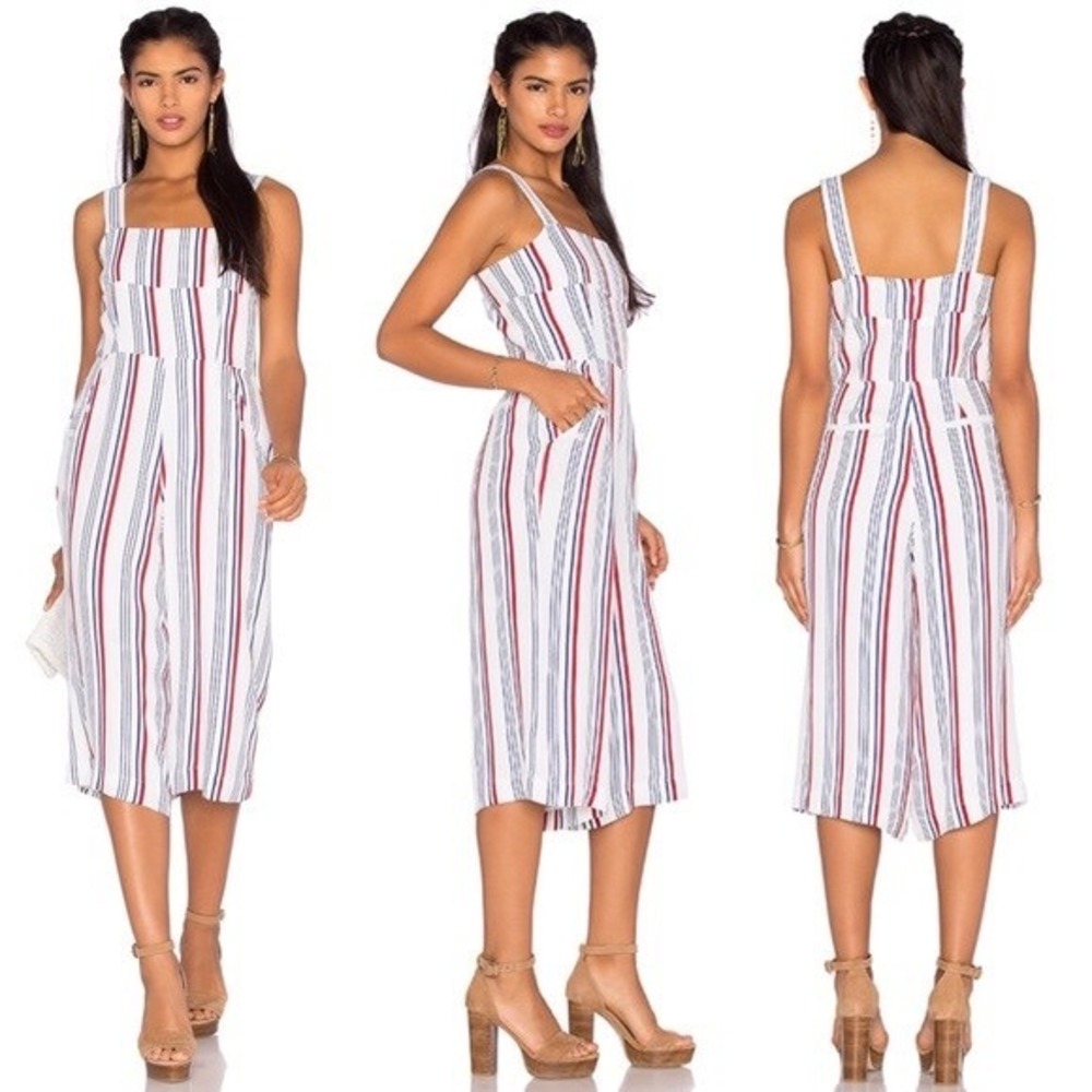 Tularosa‎ Americana Striped Wide Leg Jumpsuit Nautical Culotte Size Medium MOORE